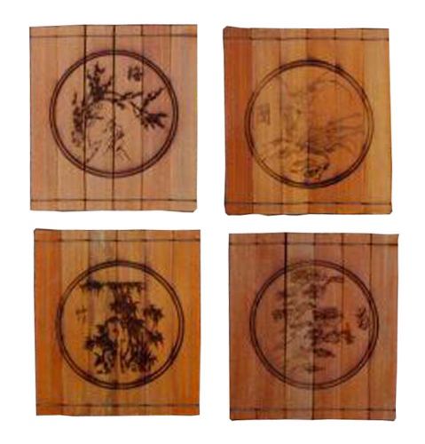 Set of 4 Durable Natural Bamboo Coasters Bamboo mats